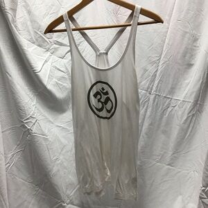 Chakra Crafts White Racer Back Tank Top with Gold Om Symbol